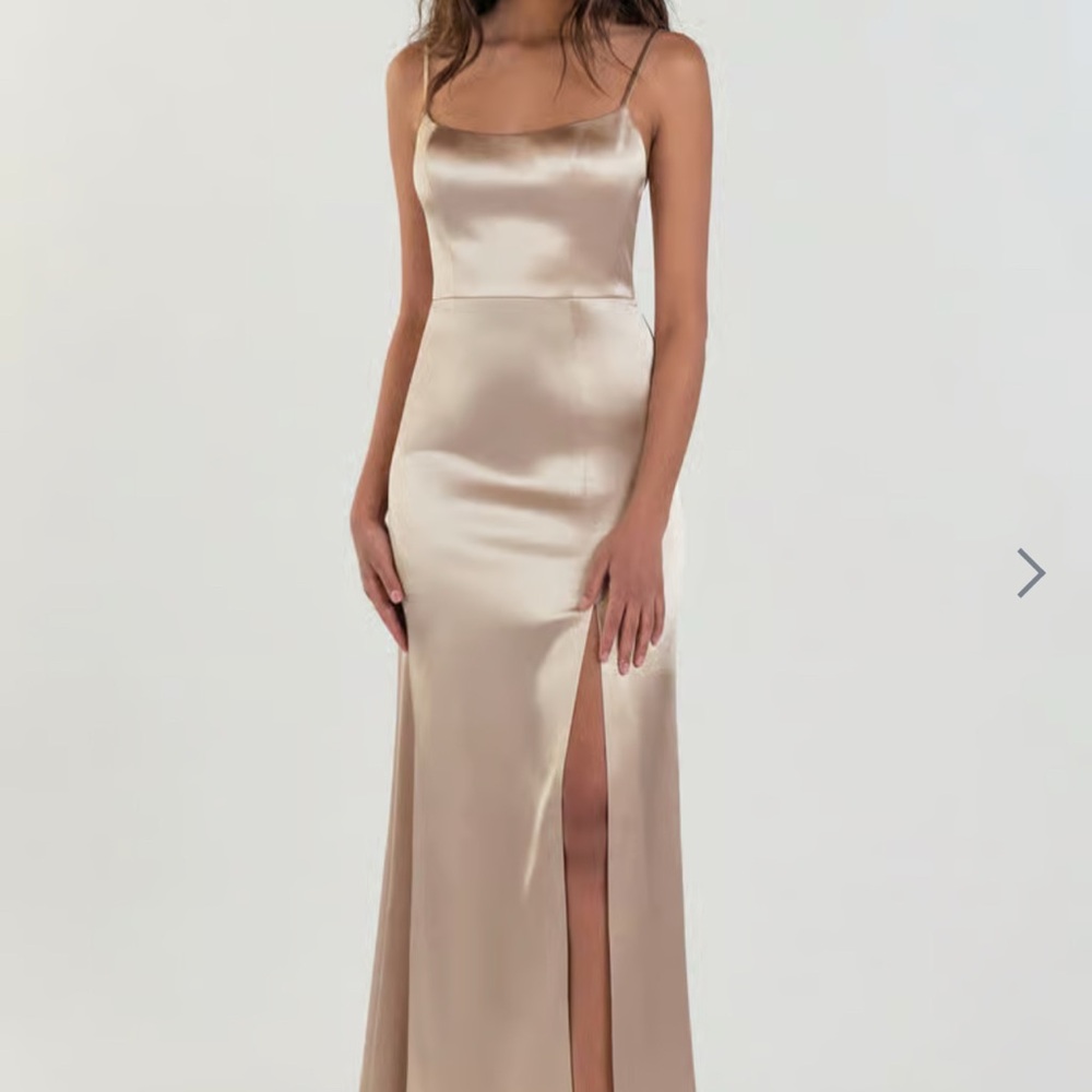 Elegant Jenny Yoo Satin Champagne Gown